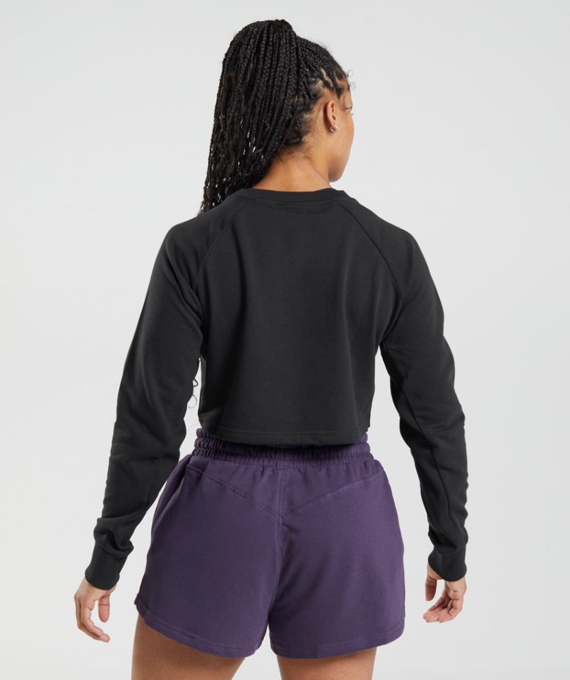 Gymshark Legacy Cropped Sweatshirts Damen Schwarz | 64185LCBW