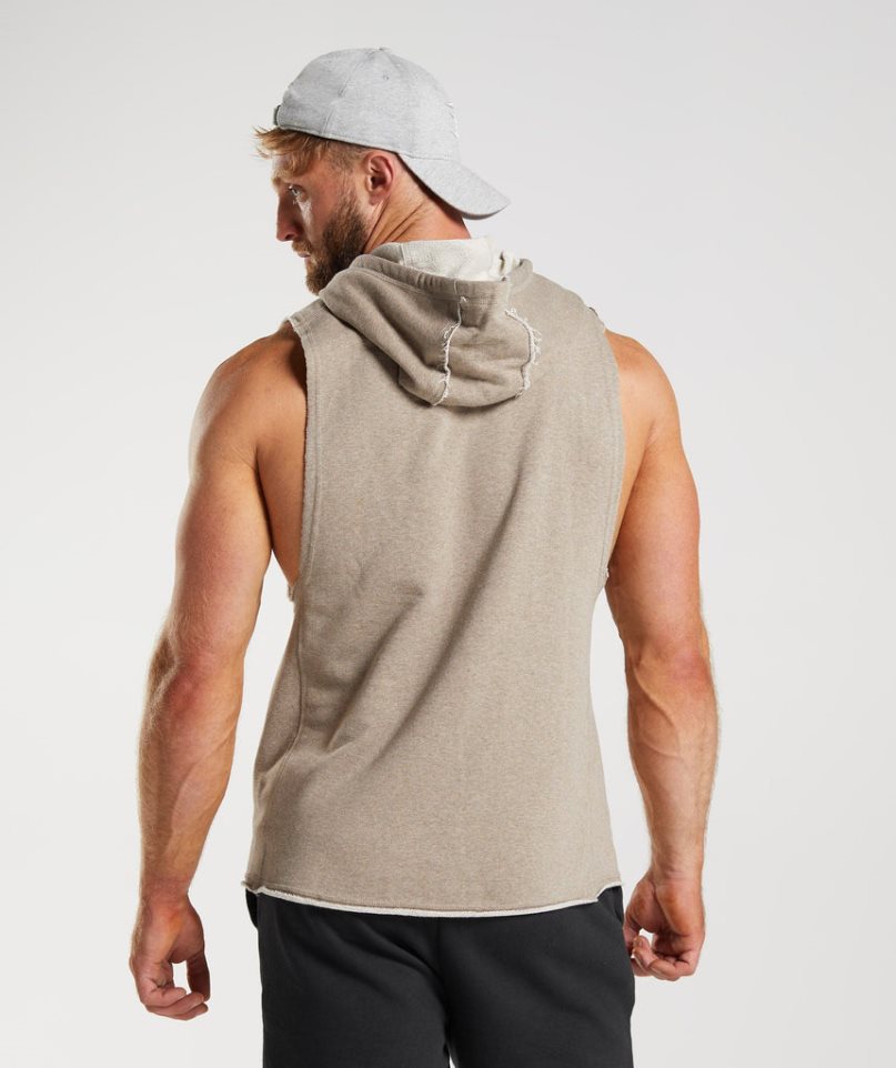 Gymshark Legacy Drop Arm Hoodie Herren Beige | 97301OVBM