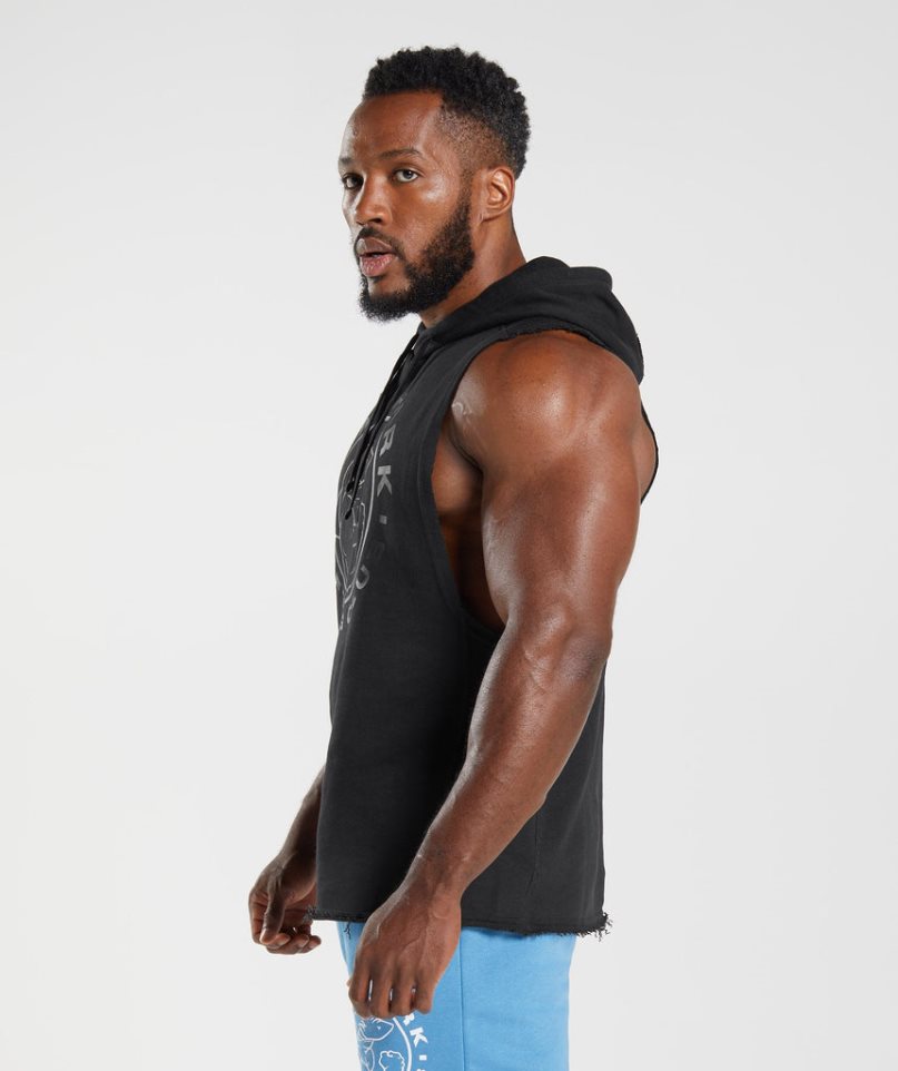 Gymshark Legacy Drop Arm Hoodie Herren Schwarz | 02963RQJS