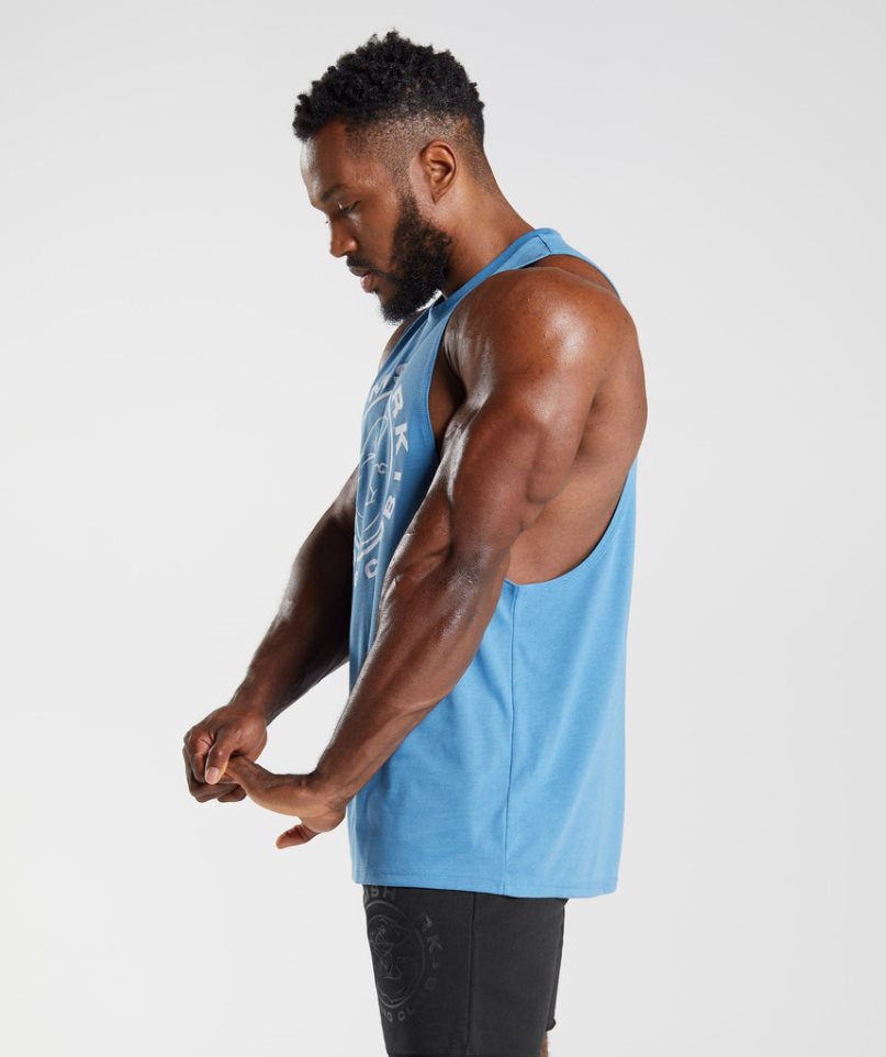 Gymshark Legacy Drop Arm Muskelshirt Herren Blau | 54087TLRG