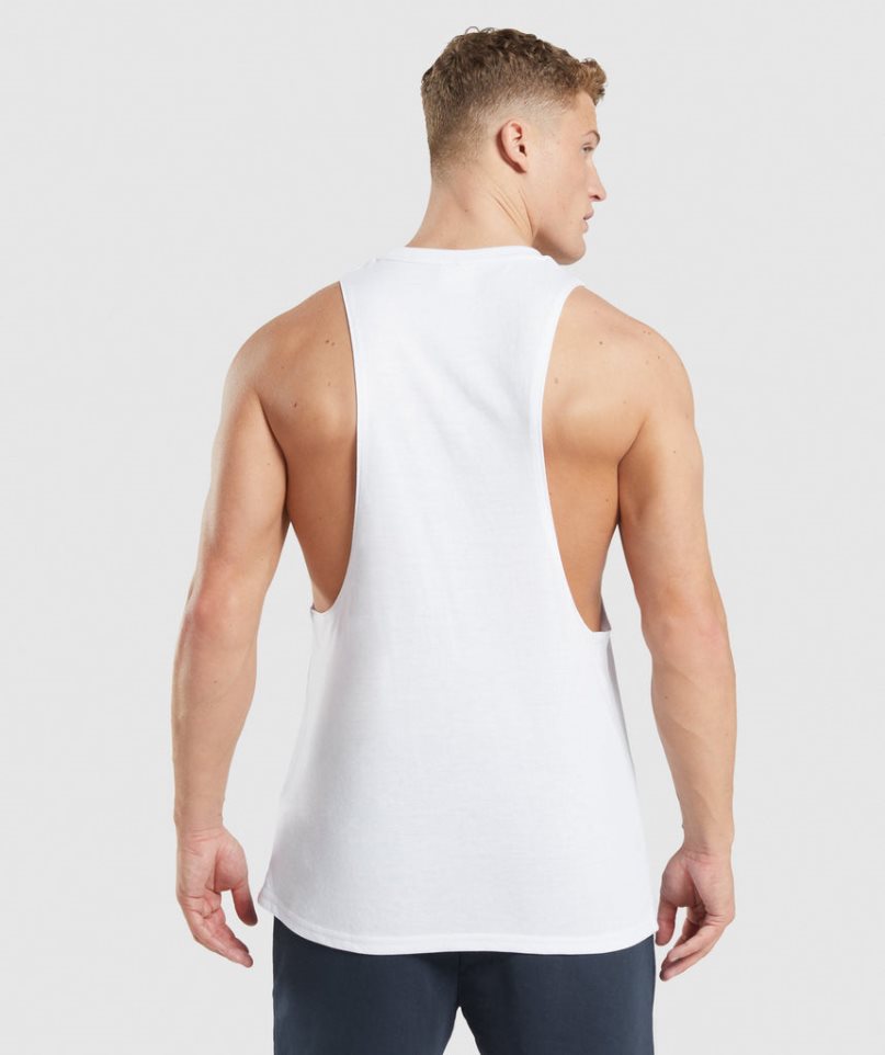 Gymshark Legacy Drop Arm Muskelshirt Herren Weiß | 98263JGCE