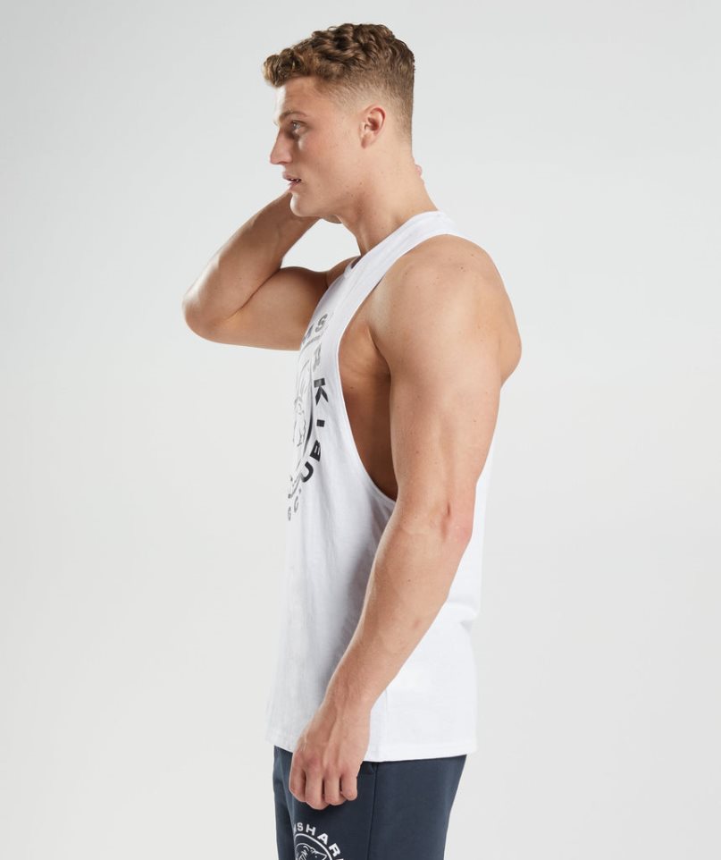 Gymshark Legacy Drop Arm Muskelshirt Herren Weiß | 98263JGCE