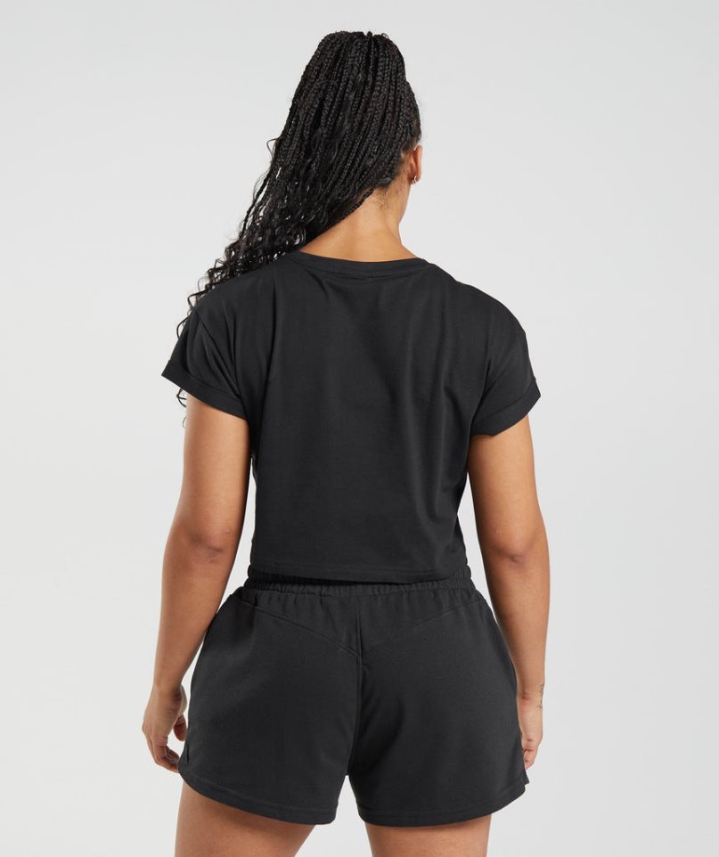 Gymshark Legacy Kurz Geschnittene Oberteile Damen Schwarz | 24168AHSB