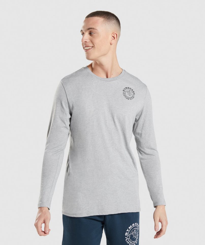 Gymshark Legacy Long Sleeve T-shirts Herren Hellgrau | 01952KZJP