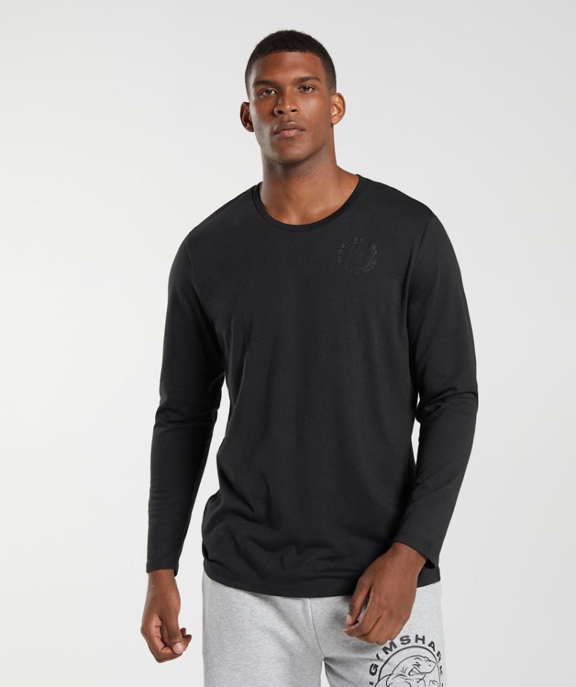 Gymshark Legacy Long Sleeve T-shirts Herren Schwarz | 23017WYDE