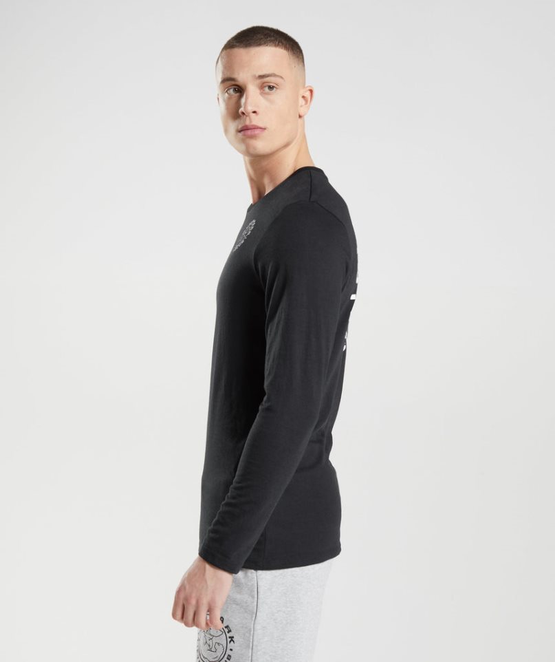 Gymshark Legacy Long Sleeve T-shirts Herren Schwarz | 34982QOUE