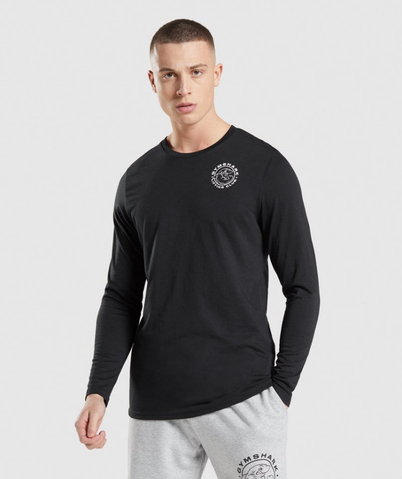 Gymshark Legacy Long Sleeve T-shirts Herren Schwarz | 34982QOUE