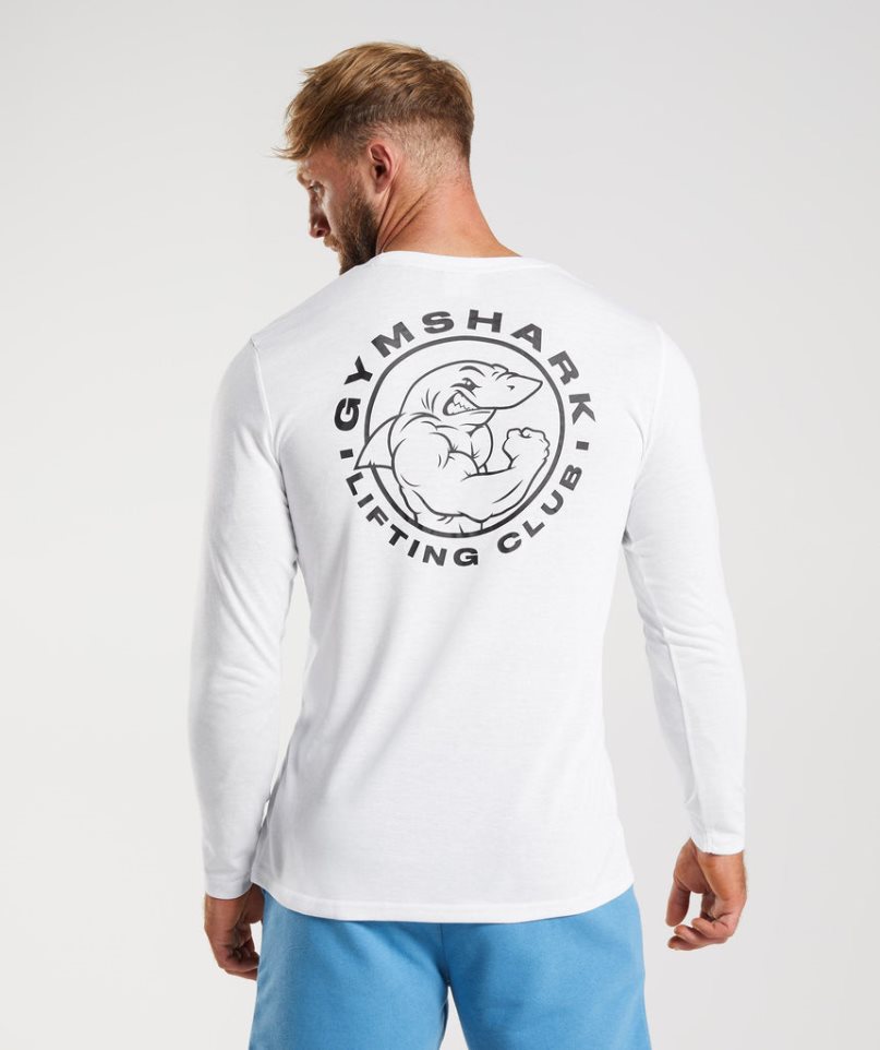 Gymshark Legacy Long Sleeve T-shirts Herren Weiß | 38061SHOA