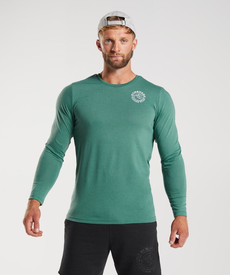 Gymshark Legacy Long Sleeve T-shirts Herren Grün | 65890GTEO