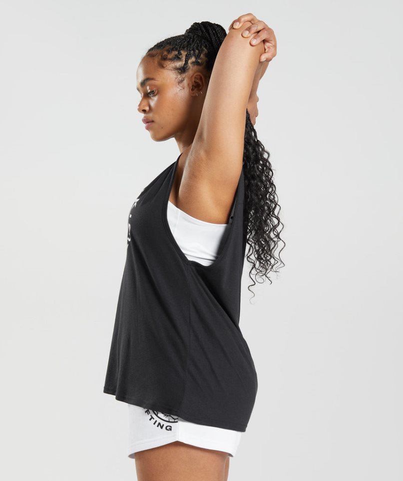 Gymshark Legacy Muskelshirt Damen Schwarz | 86392KAVZ