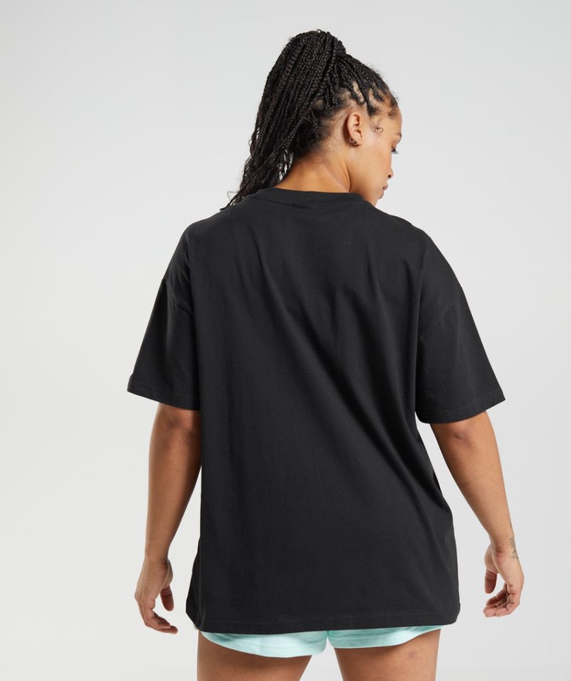 Gymshark Legacy Oversized T-shirts Damen Schwarz | 17836FYEH