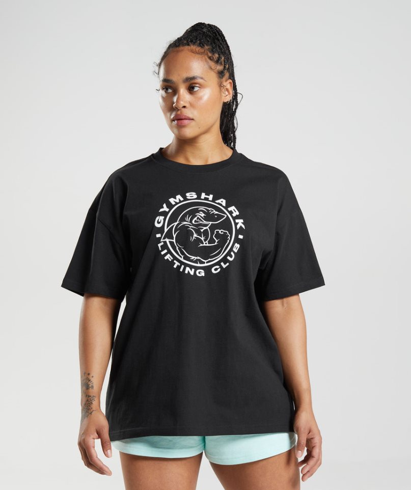 Gymshark Legacy Oversized T-shirts Damen Schwarz | 17836FYEH