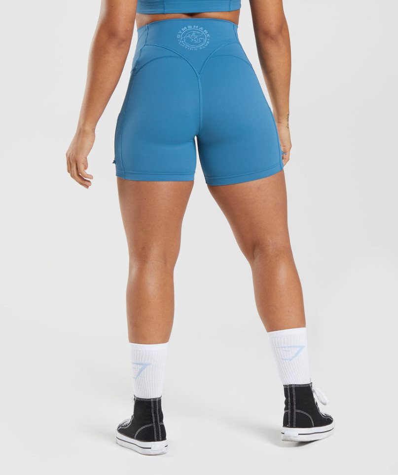 Gymshark Legacy Ruched Tight Kurze Hose Damen Blau | 31257HMRZ