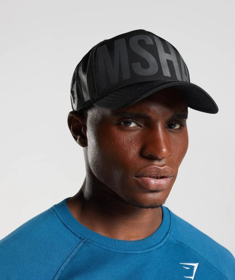 Gymshark Logo Trucker Kappen Schwarz | 36084IDOQ