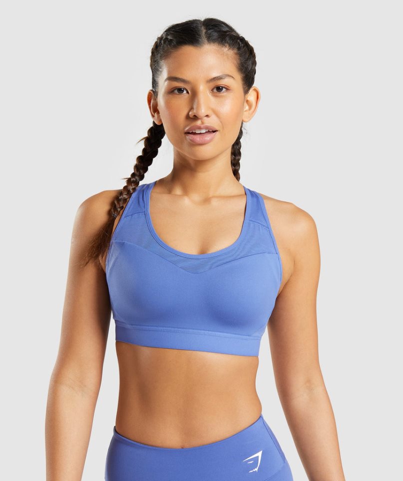 Gymshark Open Back Sport Bh Damen Blau | 52813UBAD