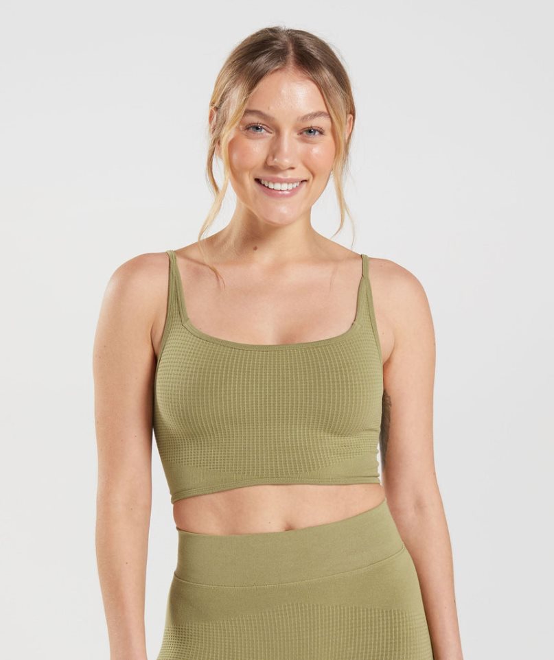 Gymshark Pause Seamless Bralette Sport Bh Damen Olivgrün | 95136NEAY