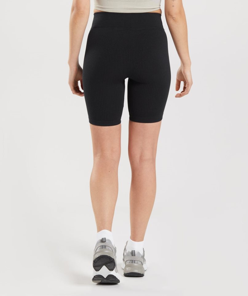 Gymshark Pause Seamless Cycling Kurze Hose Damen Schwarz | 10428ZGVA