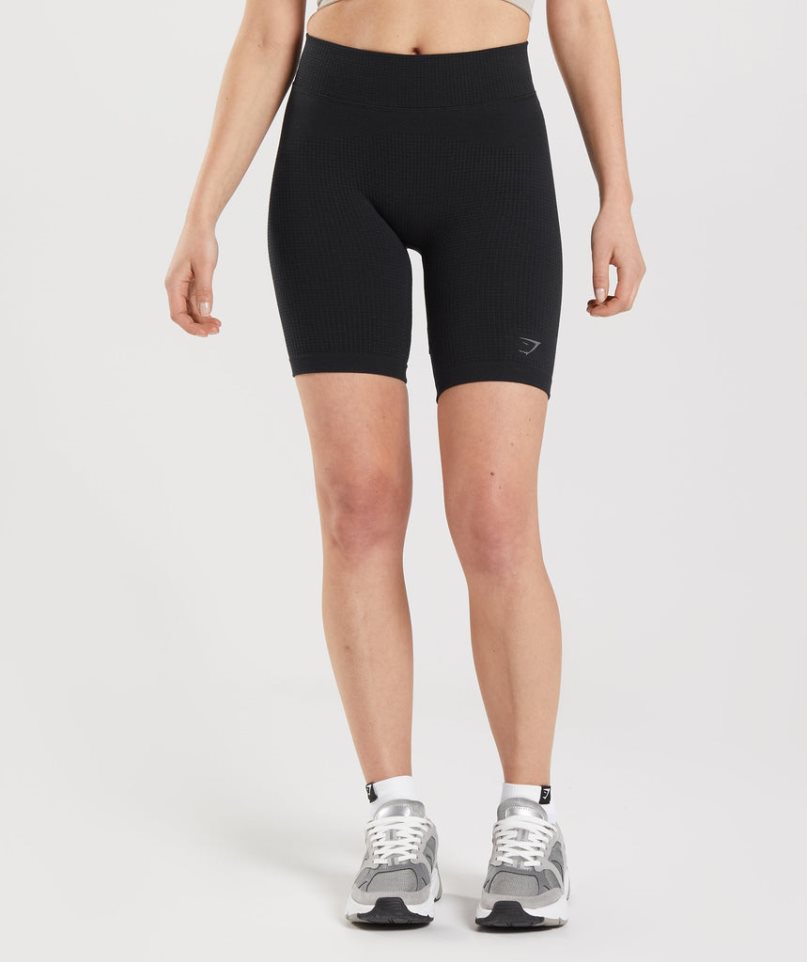 Gymshark Pause Seamless Cycling Kurze Hose Damen Schwarz | 10428ZGVA