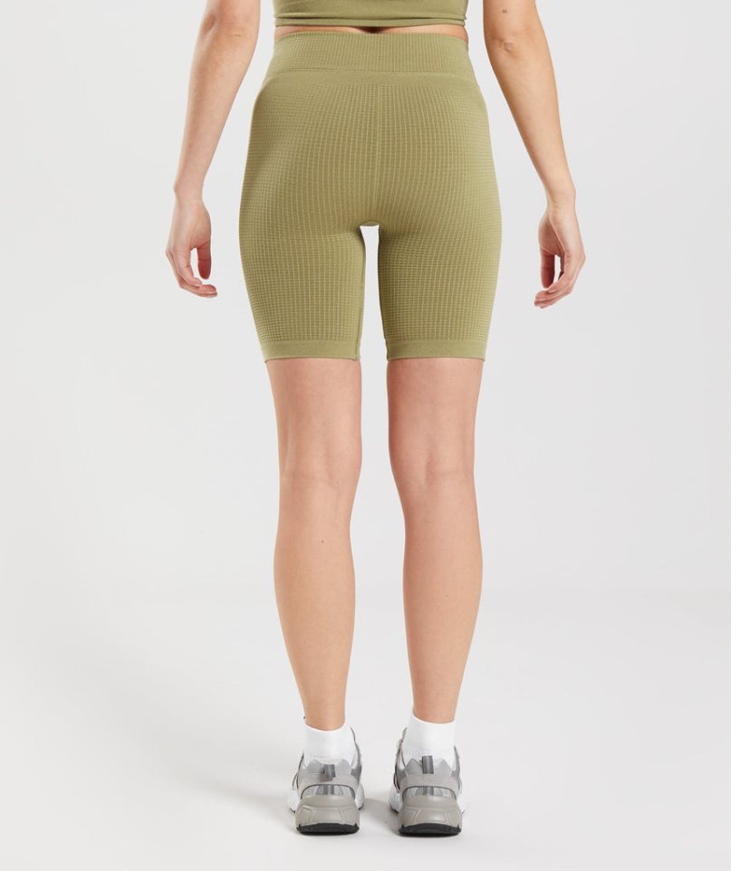 Gymshark Pause Seamless Cycling Kurze Hose Damen Olivgrün | 61489DTNP