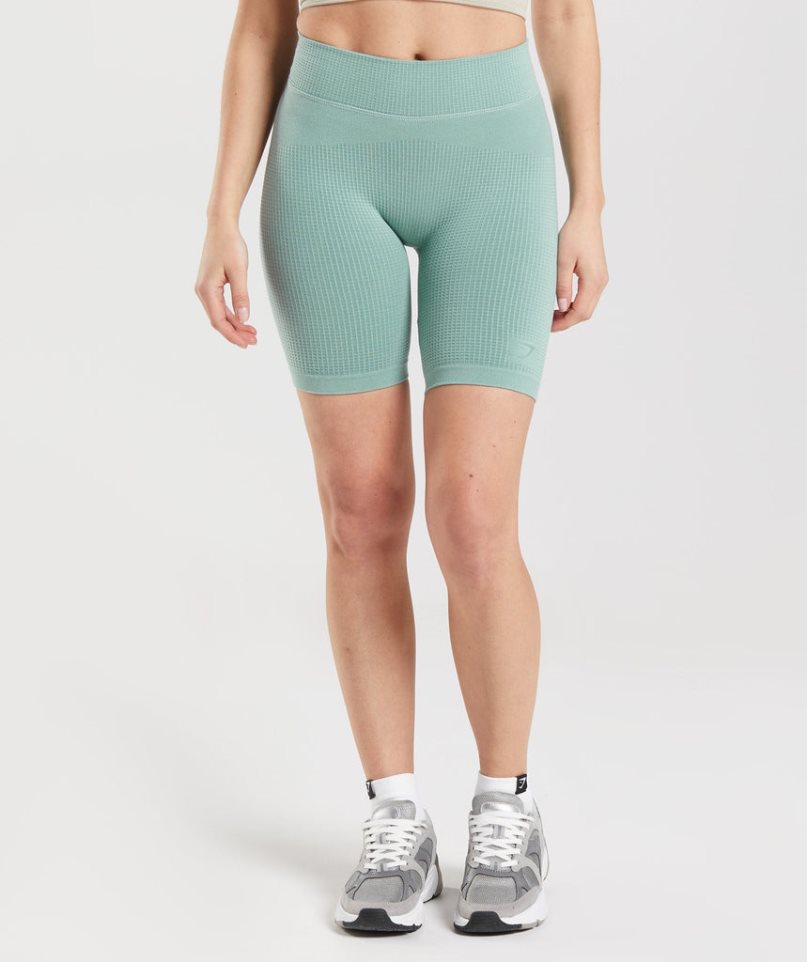 Gymshark Pause Seamless Cycling Kurze Hose Damen Hellgrün | 63715HDBF