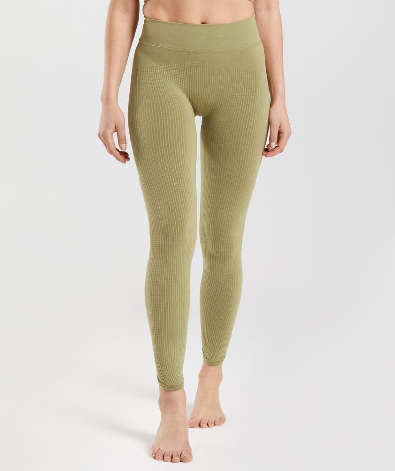 Gymshark Pause Seamless Leggings Damen Olivgrün | 91032JBAT