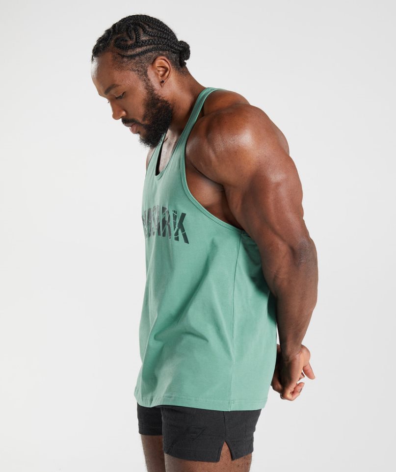 Gymshark Power Stringer Muskelshirt Herren Grün | 14635BNZR