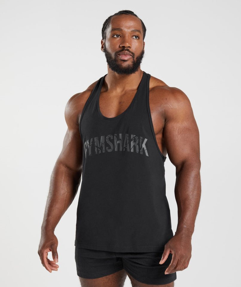 Gymshark Power Stringer Muskelshirt Herren Schwarz | 60384MLSW