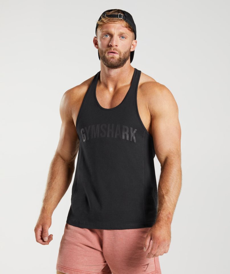 Gymshark Power Stringer Muskelshirt Herren Schwarz | 89257XCUO