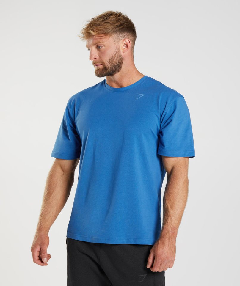 Gymshark Power T-shirts Herren Blau | 61523ZJND