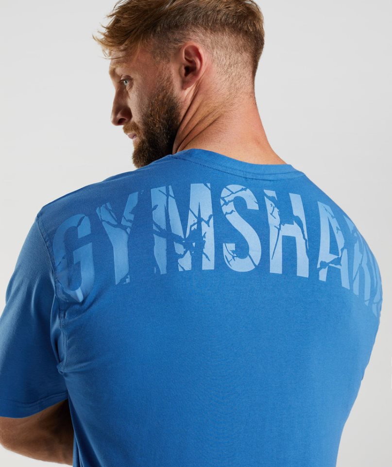 Gymshark Power T-shirts Herren Blau | 61523ZJND