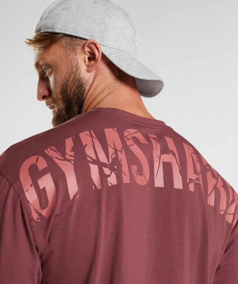 Gymshark Power T-shirts Herren Bordeaux | 78216EVAY