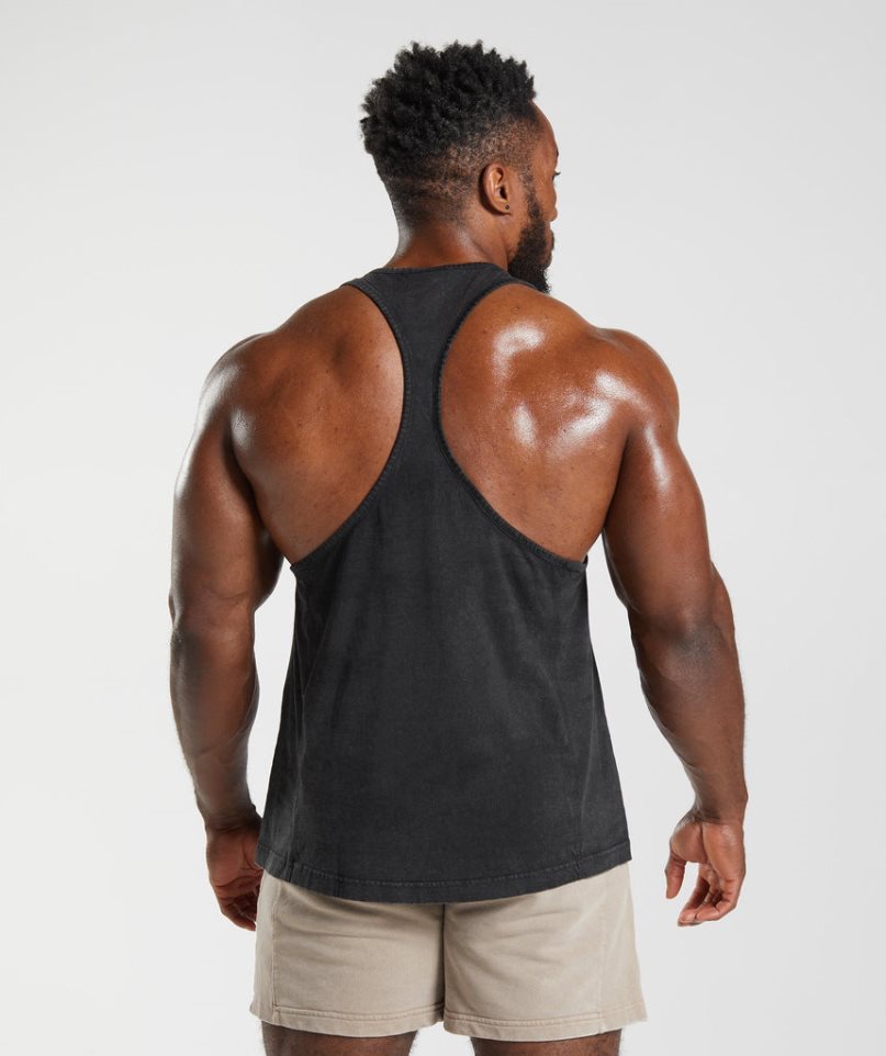 Gymshark Power Washed Stringer Muskelshirt Herren Schwarz | 27810QXZO