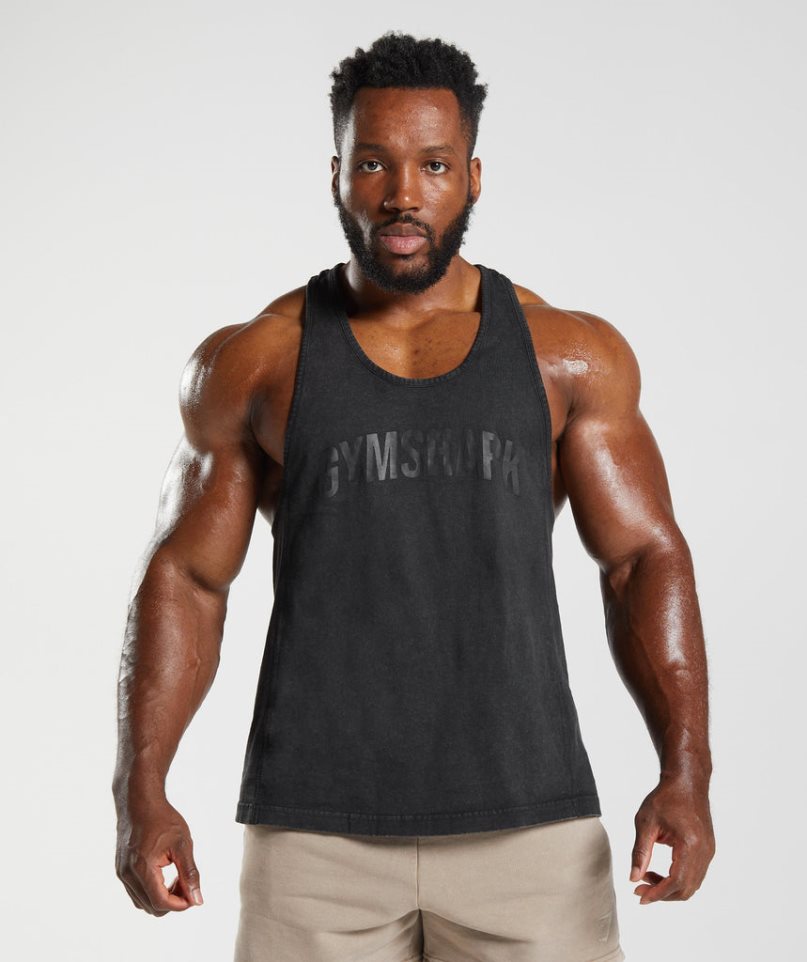 Gymshark Power Washed Stringer Muskelshirt Herren Schwarz | 27810QXZO