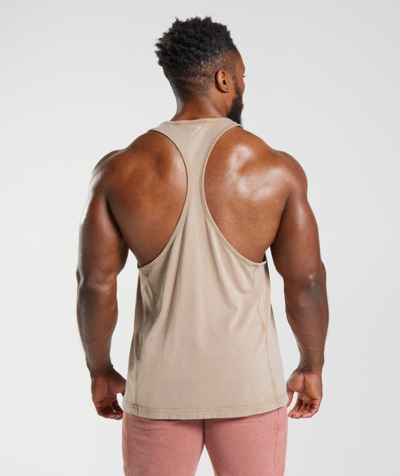 Gymshark Power Washed Stringer Muskelshirt Herren Beige | 92805ZBJF