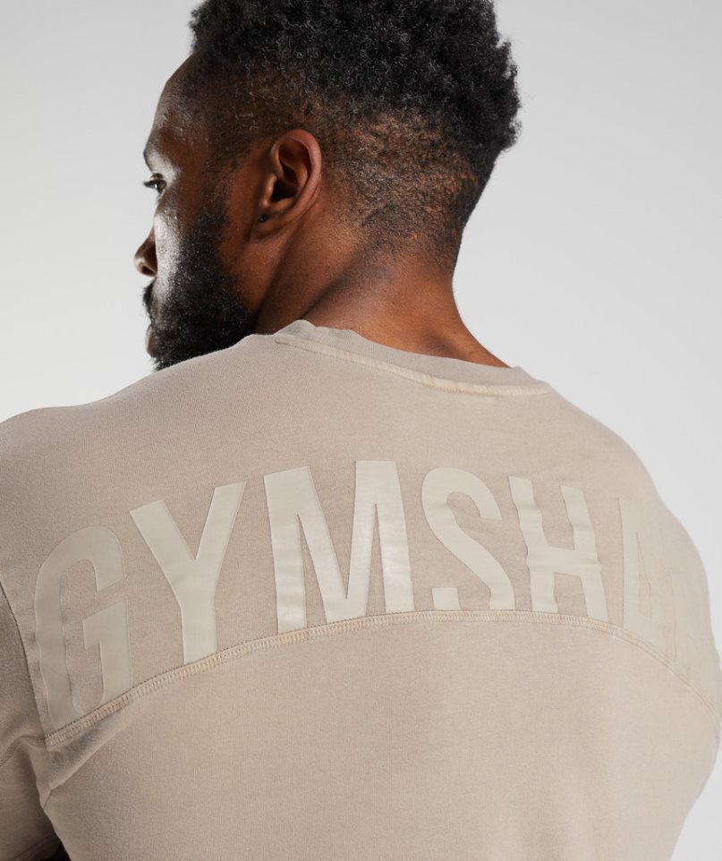 Gymshark Power Washed T-shirts Herren Beige | 23490VJGY