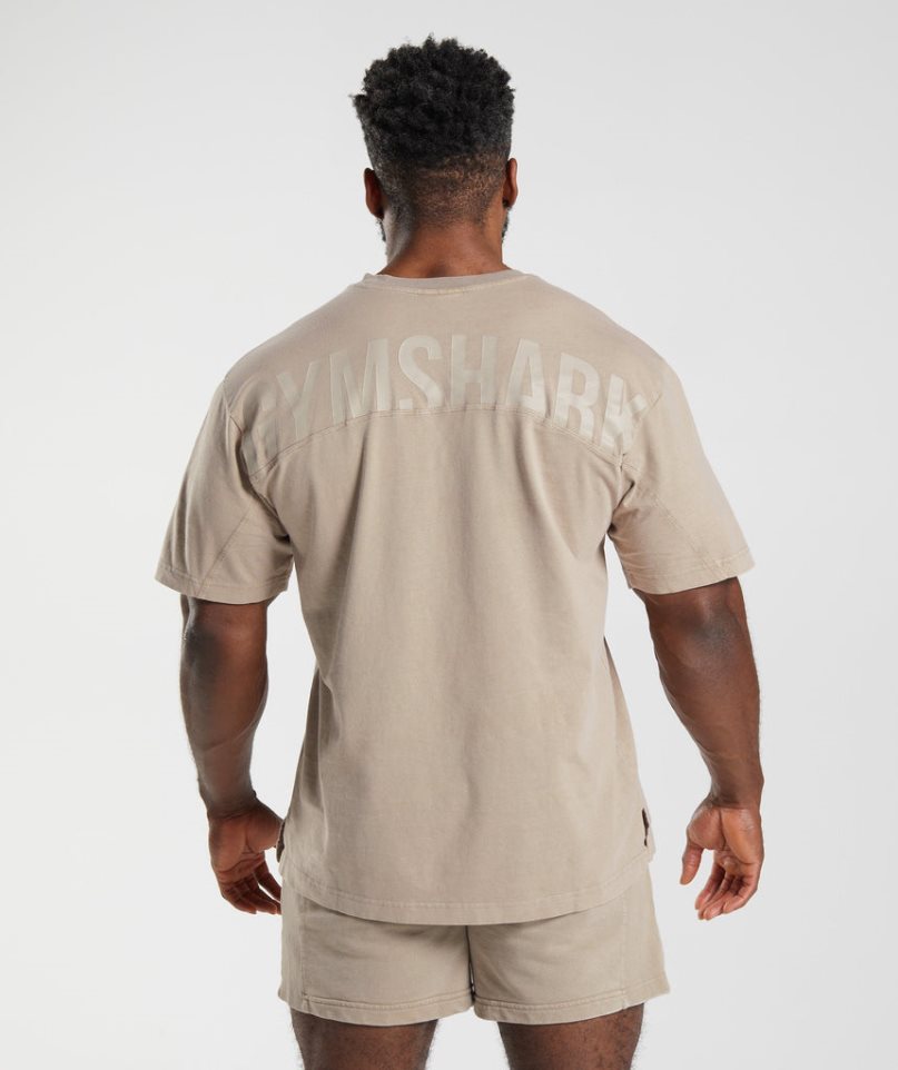 Gymshark Power Washed T-shirts Herren Beige | 23490VJGY