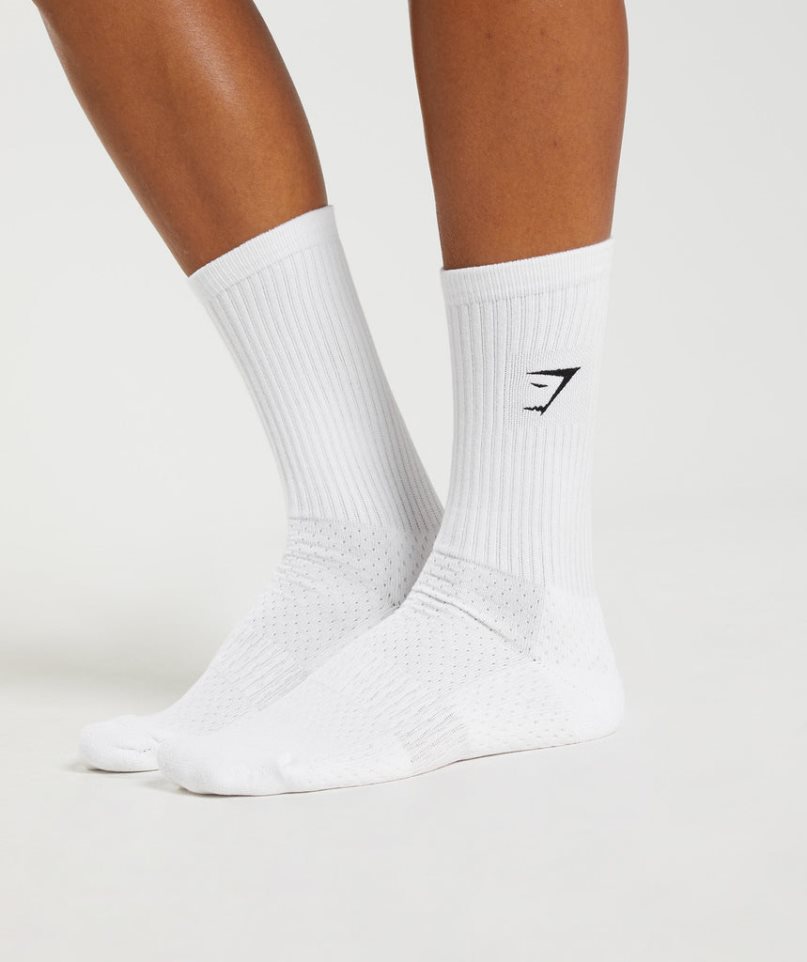 Gymshark Premium Sharkhead Crew Single Socken Weiß | 24308FEOK