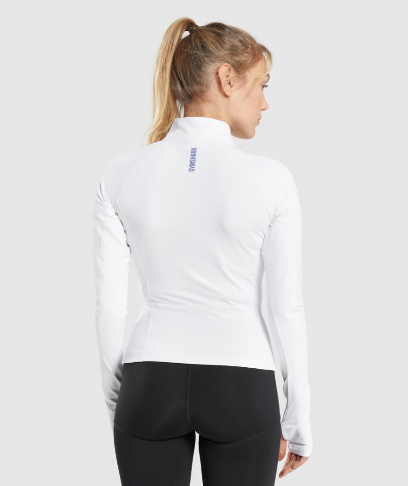 Gymshark Pulse 1/4 Zip Sweatshirts Damen Weiß | 51934WPLG