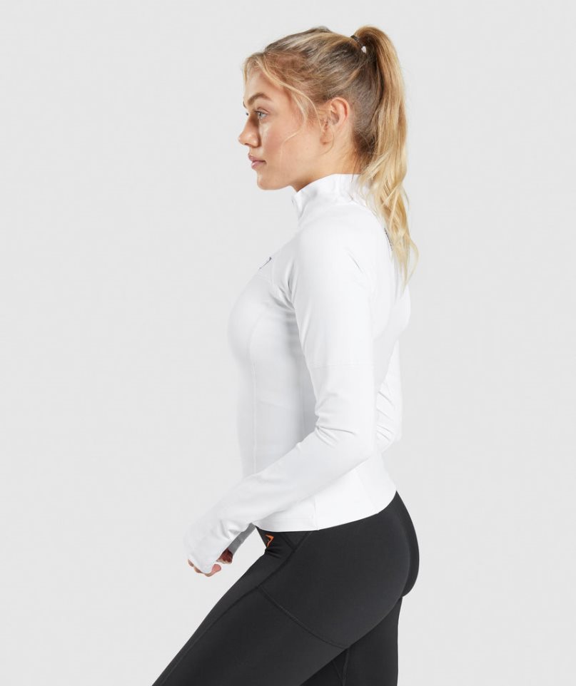 Gymshark Pulse 1/4 Zip Sweatshirts Damen Weiß | 51934WPLG