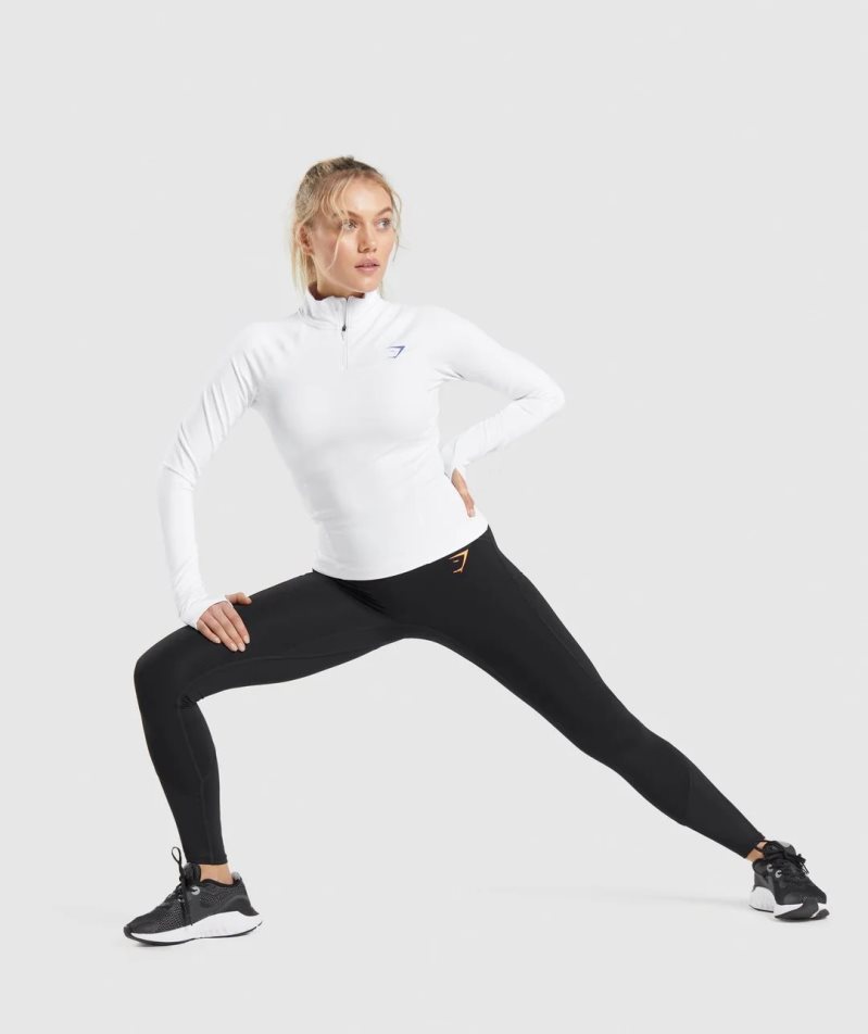 Gymshark Pulse 1/4 Zip Sweatshirts Damen Weiß | 51934WPLG