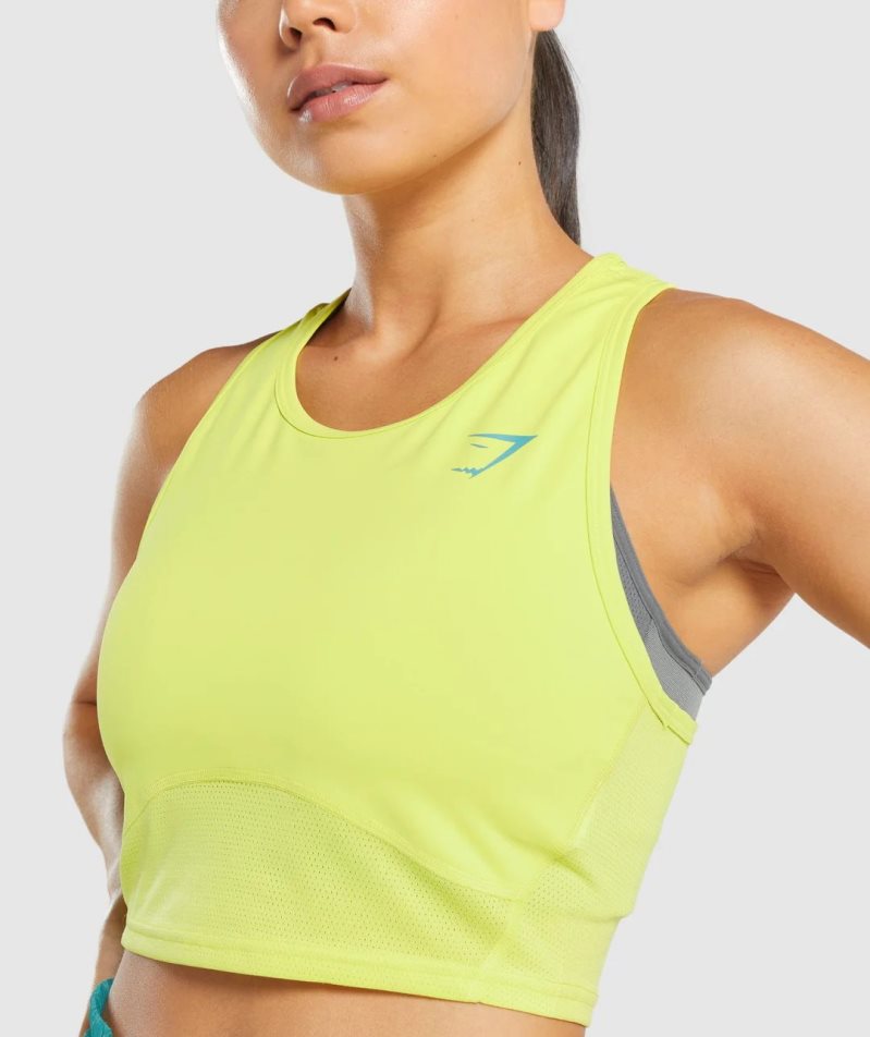 Gymshark Pulse Crop Muskelshirt Damen Gelb | 17932TCGB