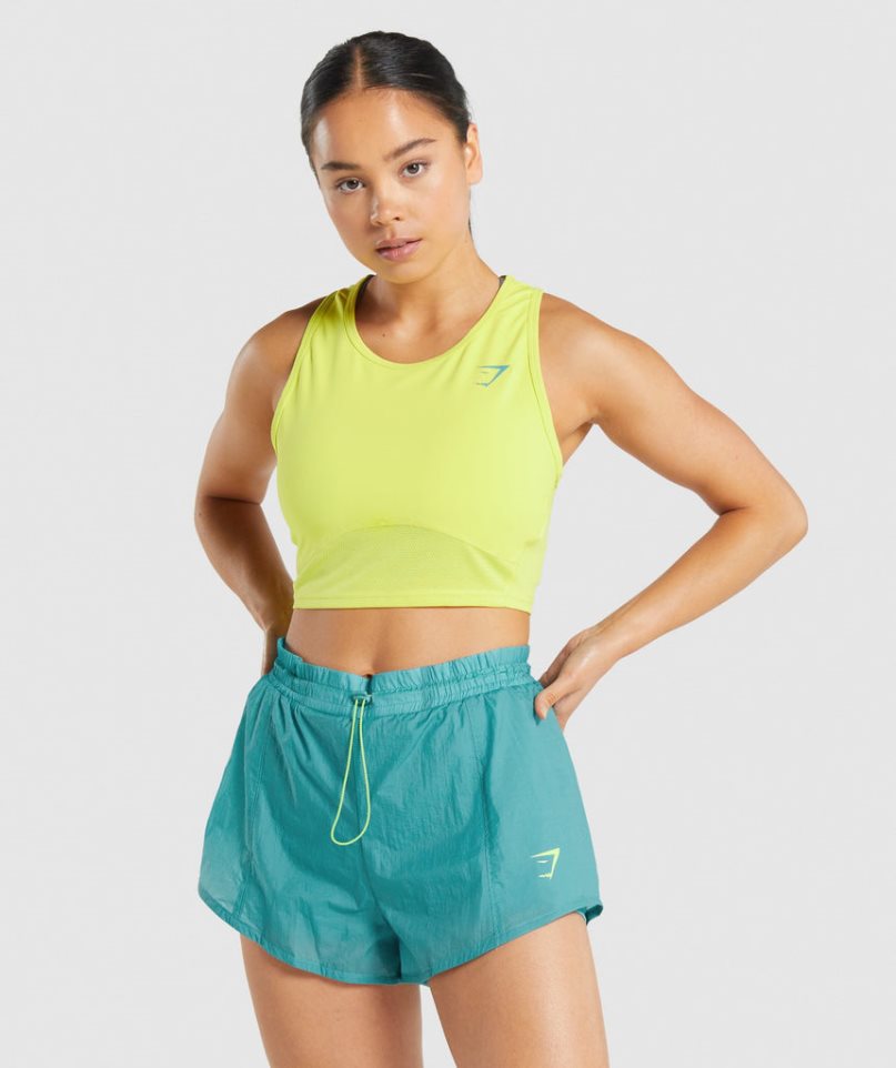 Gymshark Pulse Crop Muskelshirt Damen Gelb | 17932TCGB