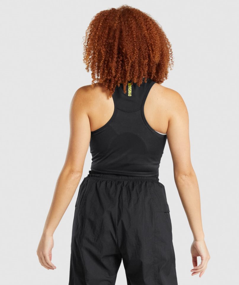 Gymshark Pulse Crop Muskelshirt Damen Schwarz | 67935VEJH