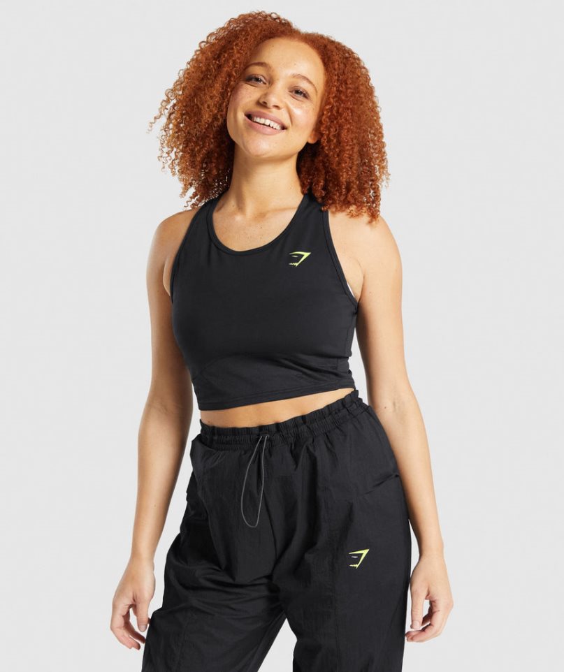 Gymshark Pulse Crop Muskelshirt Damen Schwarz | 67935VEJH