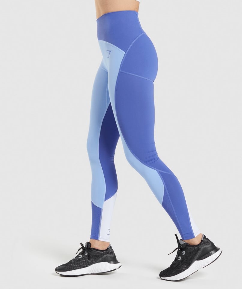 Gymshark Pulse Mesh Leggings Damen Blau | 80936BGJF