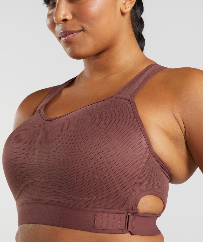 Gymshark Racerback High Support Sport Bh Damen Dunkelbraun | 34920WEAP