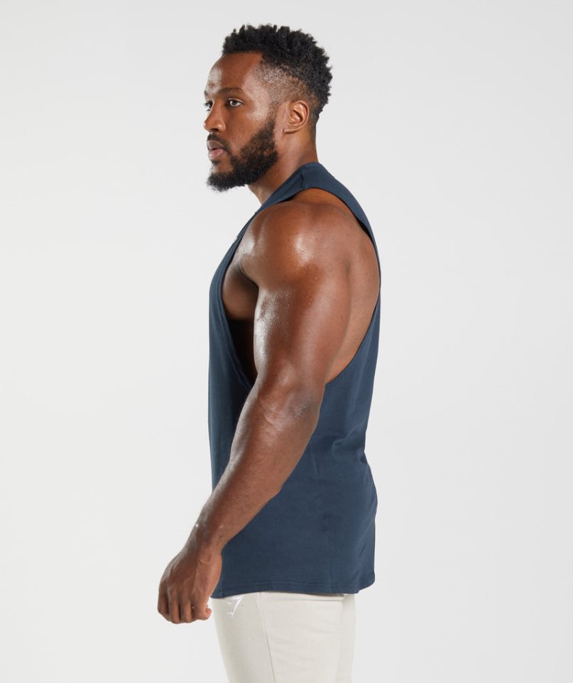 Gymshark React Drop Arm Muskelshirt Herren Navy | 36172LQDG