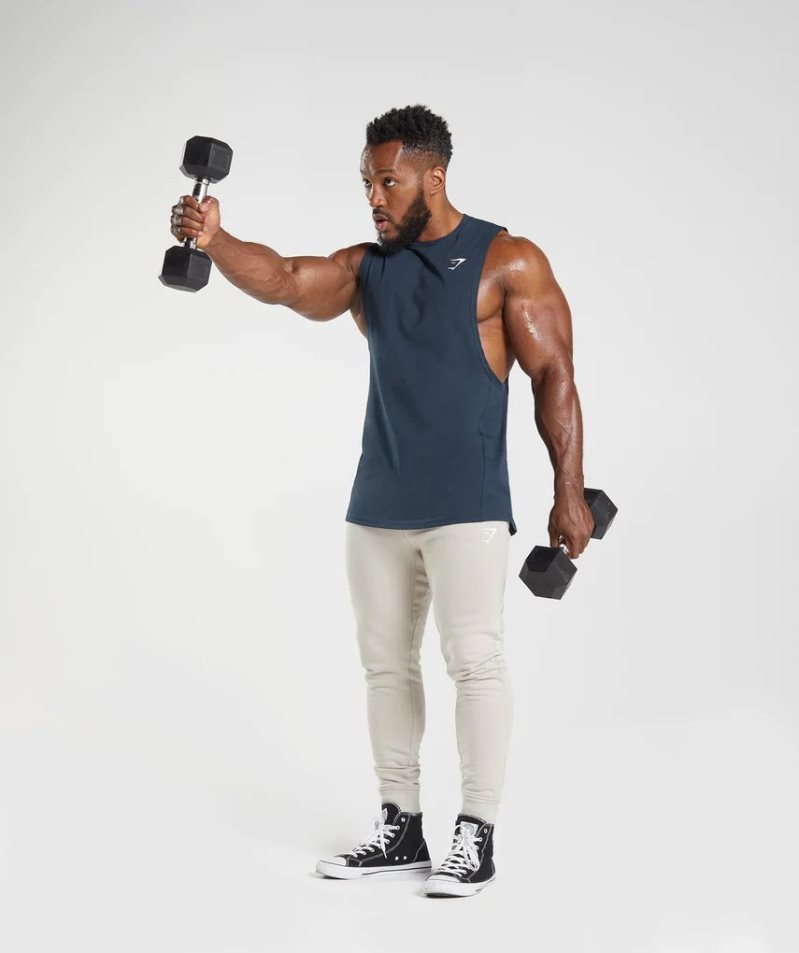 Gymshark React Drop Arm Muskelshirt Herren Navy | 36172LQDG