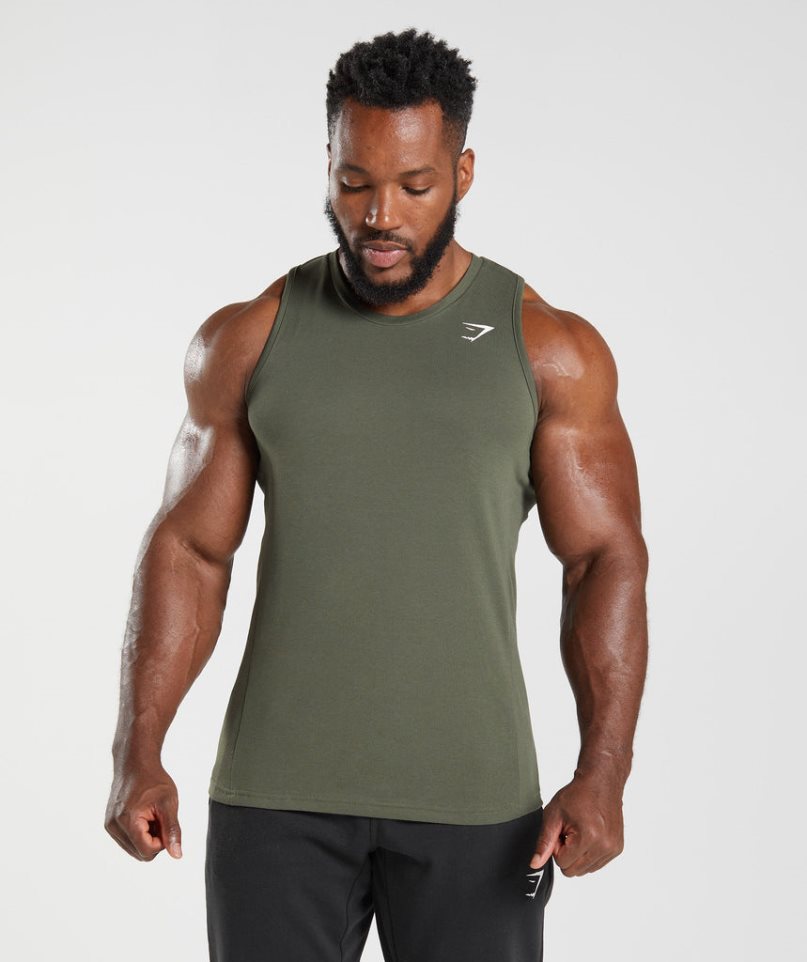 Gymshark React Muskelshirt Herren Olivgrün | 94126JOSY