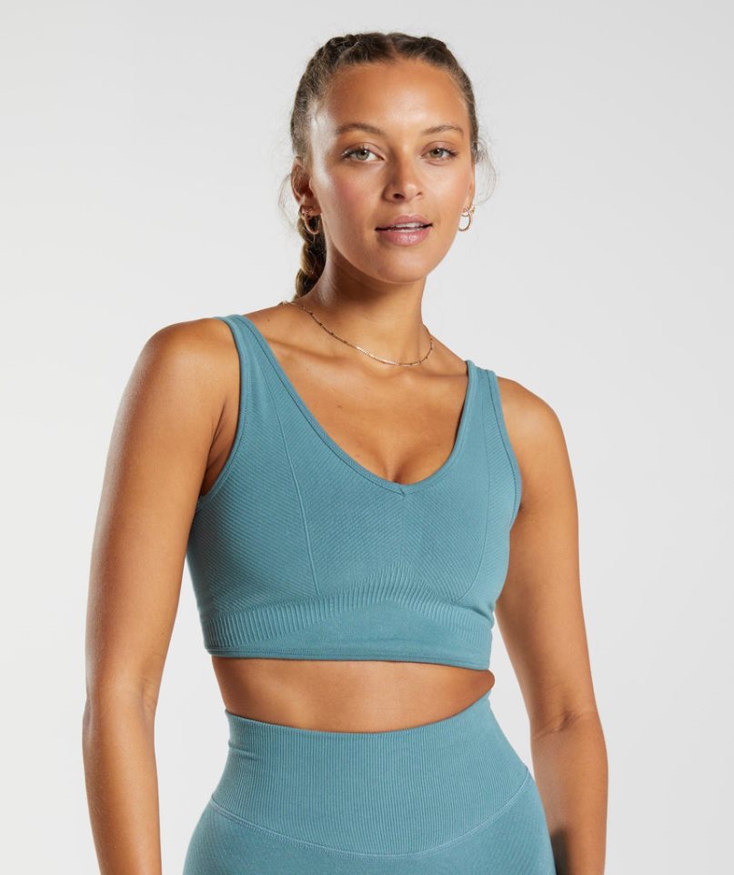 Gymshark Rest Day Seamless Bralette Sport Bh Damen Blau | 73049ETVK